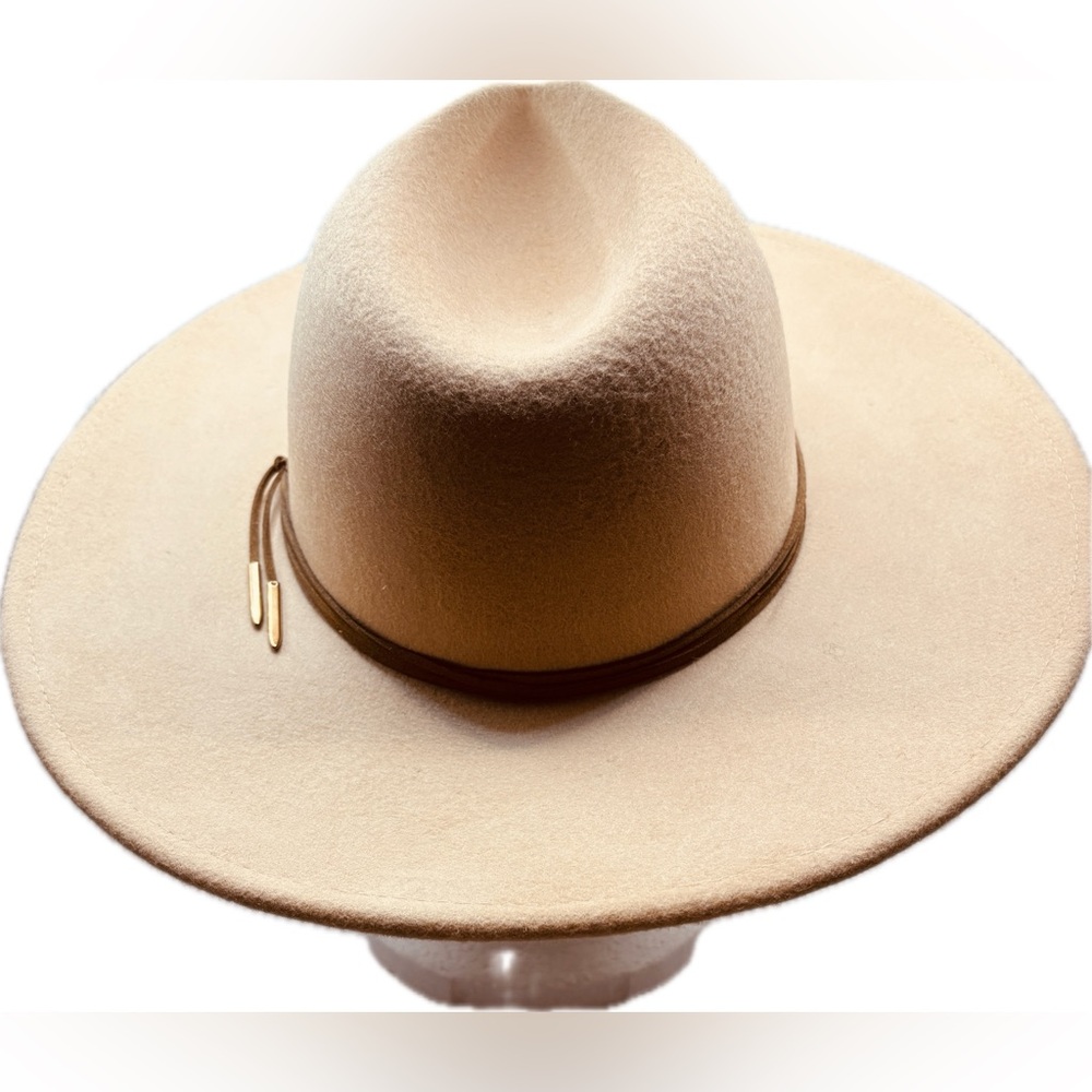 Super Cool Camel-Colored Structured Wool Felt Hat - image 4